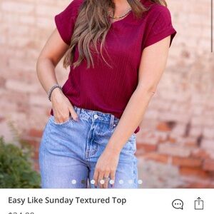 Casual Burgundy Short Sleeve Top